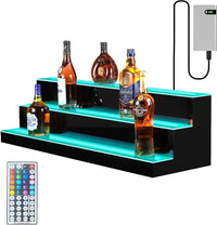 Liquor Display Shelf 3 Tier 40" - LED Bar Shelves